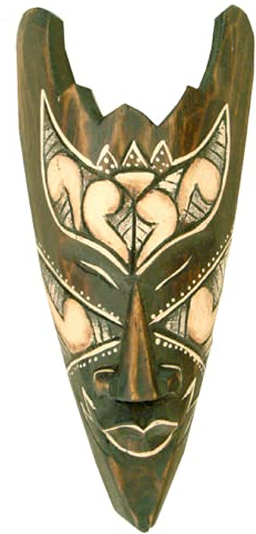 Kunsthandwerk Asien Maske bemalt 20 cm, Holz-Maske aus Bali, Wandmaske
