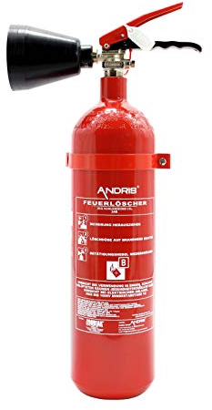 Feuerlöscher 2 kg CO2 Kohlendioxid EDV geeignet, EN 3 inkl. ANDRIS® Prüfnachweis mit Jahresmarke
