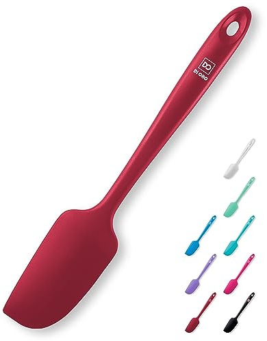 DI ORO® - Kleiner Silikonspatel Set - 315ºC hitzebeständige Teigschaber - Ergonomisches nahtloses einteiliges Design - Antihaft-Silikon mit Edelstahl S-Core Technologie (Rot Klein)