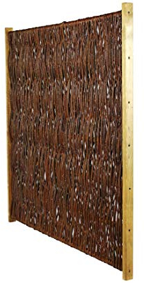 Weidenzaun London New mit 120 x 140cm im Holzrahmen - Gartenzaun aus geflochtenen Weidenruten gerahmt 1,2m x 1,4m