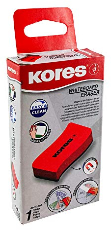 Kores - Roter Magnetischer Whiteboard Schwamm für Schule, Büro und Zuhause, Trocken Wischen, Leichtgewichtig und Ergonomische Form, 100 x 70 x 20mm, 1 Stück Packung