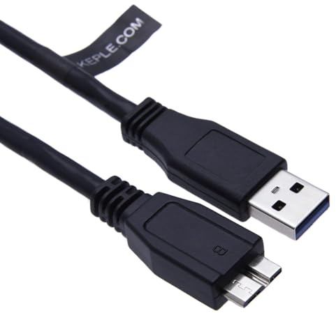 Keple Câble USB-B Compatible avec Porsche Design/Slim / 9000459 / P'9230 / Rugged Mini/Triple, A-Data HD710, Disque dur portable MiniStation Buffalo | HDD SSD Cord | 3.0 SuperSpeed (0.5m)