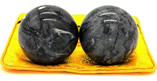 BRABUD 2in Marble Health Stress Exercise Baoding Balls Black Grey Craft Collection BS002
