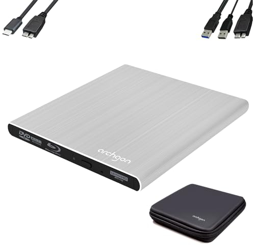 Lecteur DVD Blu-ray Archgon. USB 3.0 Style 4K UHD Player & USB-C & EVA Silber