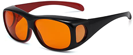 Gafas de Lectura Eyekepper Anti Luz Azul Bloqueo de la luz azul Lente naranja Gafas de seguridad Ajuste sobre gafas - Negro Rojo