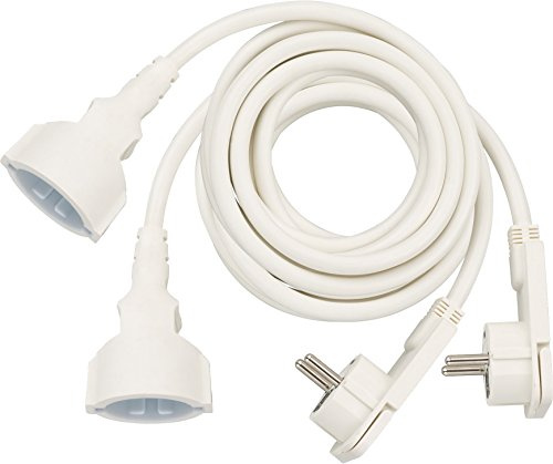 2er Pack Brennenstuhl Qualitäts-Kunststoff-Verlängerungskabel mit Flachstecker (Verlängerungskabel flach für innen mit 3m Kabel) weiß