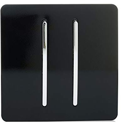Trendi Switch ART-SS4BK 10 A Trendi 2 Gang 2 Way Artistic Modern Glossy Rocker Tactile Light Switch - Gloss Black