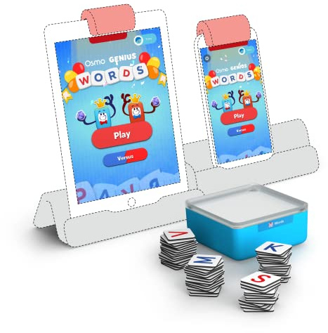 Osmo Geniale Wörter – Alter 6–10 Jahre – Interaktive Buchstabenerkennung, Telefonie, Sichtwörter & Rechtschreibung – Für iPad oder Fire Tablet – STEM-Spielzeug (Osmo Base erforderlich – exklusiv bei