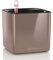LECHUZA Cube Glossy 14 hochwertiger Pflanzwürfel mit Stick -Bewässerungssystem, Smoky Diamond highgloss