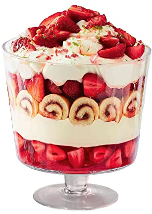 3L Footed Glass Trifle Bowl – Clear Dessert Serving Dish for Layered Pudding, Gateaux, Fruit & Salads – Large Pedestal Centerpiece Bowl – Dishwasher Safe | M&W