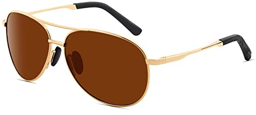MXNXEU Sonnenbrille Herren Fahrerbrille Polarisiert Schwarz Polarisierte Herren Outdoor Vintage Unisex UV400 Fahren Stile Braun Gold