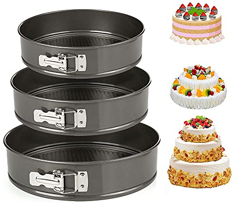 3 Stück Kuchenform Set Rund, Runde Kuchenformen Springform, Springform Backformen Set, Kuchenform Rund 24 cm, Tortenbackform 26 cm, Springform 28 cm Rund, Zum Kuchen Backen Cake