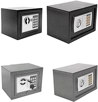 Tresor Feuerfest Wandtresor Möbeltresor Elektronischer Safe Klein Wandsafe Mini Tresor Stahlsafe Minisafe Schranktresor Geldschrank mit elektronischem Zahlenschloss und 2 Schlüsseln 4.6L Grau