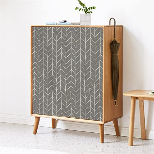 LIVEINU Schrankvorhänge für Küche, Kleiderschrank, Badezimmer, Staubdichter Vorhang für Regale, Wandpaneele, hängende Tür, Japanische Noren, Klettverschluss 40cm B x 100cm H Geometrisches Grau