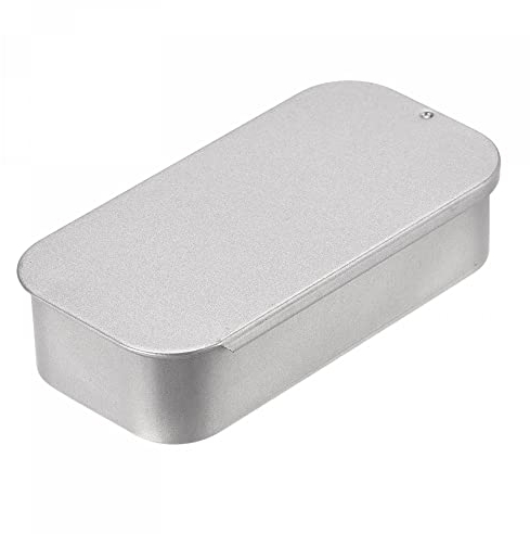 sourcing map Metalldosen mit Deckel, 2 Stk. Kleine Blechdose 9 x 4.5 x 2 cm Metalldose für Süßigkeiten und kleinen Gegenständen - Silber