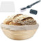 Voarge Cesta de fermentación redonda, diámetro 25 cm, altura 8,5 cm, una cesta de fermentación natural hecha a mano, con inserto de lino, espátula de masa, cuchillo de pan (redondo)