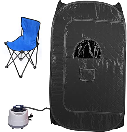 Cabina Sauna a Vapore Portatile, 1000 W Sauna da Casa, Sauna Portatile con Generatore di Vapore 2,5 Litri e Telecomando, Bagno di Vapore Domestica, Mini Mobile Sauna Spa (Nero 80×80×135 cm)