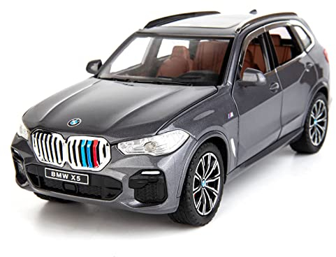 TGRCM-CZ 1:24 X5 SUV Modellauto-Spielzeug, Zinklegierung, Spielzeugauto mit Sound und Licht für Kinder, Jungen, Mädchen, Geschenk (grau)