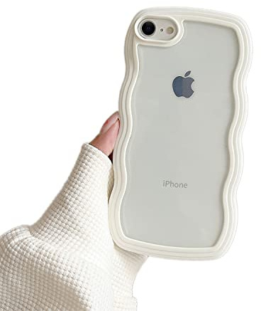 Ownest Kompatibel mit durchsichtiger Schutzhülle für iPhone 7/8/SE, niedlich, einfach, gelockt, ästhetische Handyhülle für Mädchen und Frauen, weiche TPU-Schutzhülle, Weiß