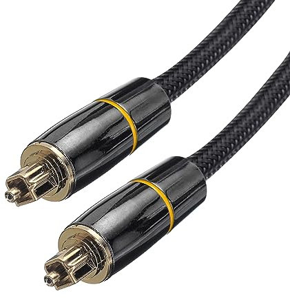 sourcing map Fiber Optic Audio Cable 9.8Ft/3M 360 Degree Rotating Braided Digital Audio Optical Cable Nylon Metal Shell 9.8Ft/3M Tos Optical Link Cable for TV DVD Amplifier Stereo Black