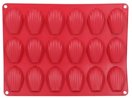 Crealys 540736 Moule 18 Madeleines en Silicone, Moule à Madeleine Antiadhésif - 32,8 x 24,8 cm