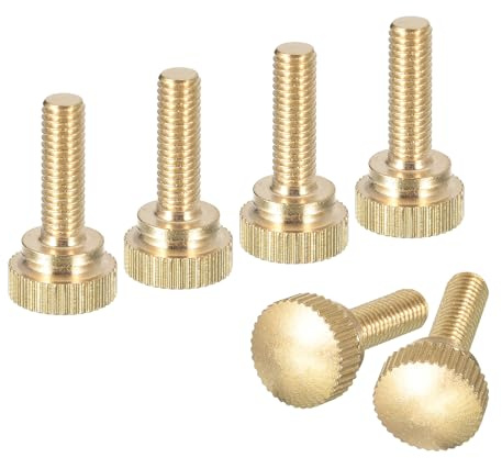 QUARKZMAN M5x16mm Rändelschraube, 6 Stück Messing Rändelschraube Bolzen mit Schultergriffknöpfen Befestigungselemente, Messingfarbe