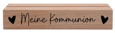 Interluxe Kartenhalter - Meine Kommunion - Grußkartenhalter Fotohalter Kartenständer Tischkartenhalter aus Holz