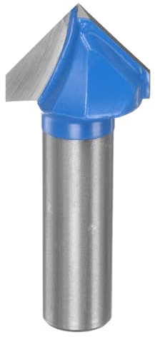 QUARKZMAN 1pz Fresa per Router 1 Dia 1/2 Attacco 90 Gradi Fresa a Candele Tipo V in Carburo per Lavorazione Legno Falegnameria Incisione Bordi Rifilatore Cutter Strumenti