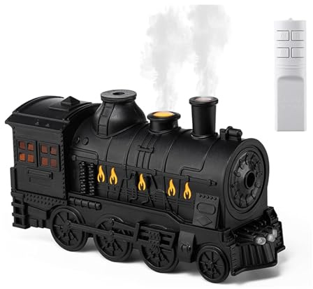 Retro Steam Train Humidifier, Essential Oil Diffuser,Steam Train Essential Oil Diffuser Humidifier UK 220V with Control 300ml for Working, Sporting or Doing Yoga Versatile ﻿ ﻿ (Black)