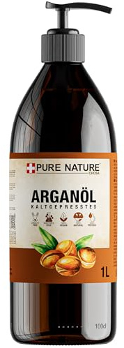PURE CHEMICAL - Bio Argan öl 1L+Spender - Körperöl - Haaröl - Arganöl - 100% Rein - Natürlich - Kaltgepresst - Gesicht - Bart - Nägel - Vegan - Argan Oil - Hautpflege - Massageöl - Pflegeöl
