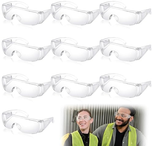 SXCCNW Schutzbrille, 10 Stück Schutzbrille Arbeitsschutzbrille, Transparent Augenschutzbrille, Sicherheitsbrille für Labor Radfahren Bergsteigen Laborbrille