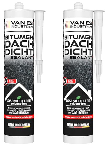 VAN ES INDUSTRIES Bitumenkleber 2x 300ml Kartusche für Montage- und Reparaturarbeiten im Dachbereich | lösemittelfrei | geruchsneutral | gebrauchsfertig | für Polystyrol geeignet