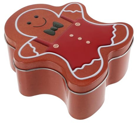 ifundom Christmas Gingerbread Man Cookie Tin Box with Lid Spacious Biscuit Storage Airtight Candy Jar Holiday Treats Container Tinplate Storage Box