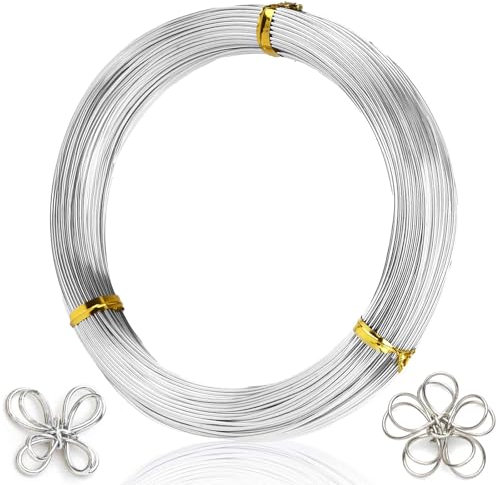 Deepton Basteldraht 1 mm x 50 M, Aluminiumdraht Silber, Draht zum Basteln, Schmuckdraht, Weicher & Biegsamer Draht für DIY, Skulpturen, Bastelarbeiten, Kranzherstellung, Bonsai-Bäume