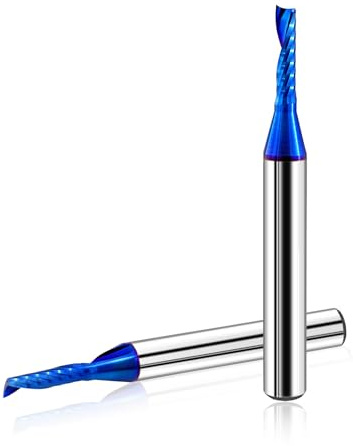 BGTEC CNC Fräser Bits, 2 Stück Fräser einschneidige Spirale 3MM Schneiddurchmesser, O-Helix 12MM Schnitthöhe Gravieren Schneiden Schlitzen Fräsen für Holz, Aluminium, Kunststoff, Acryl, MDF und PVC