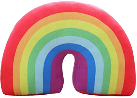 Almohada de arcoíris para niñas, 13,78 pulgadas, decorativa, con forma de arcoíris, de felpa, de algodón PP, para sofá, silla, cama, cojín de arcoíris, almohadas de arcoíris para niñas, almohadas de a