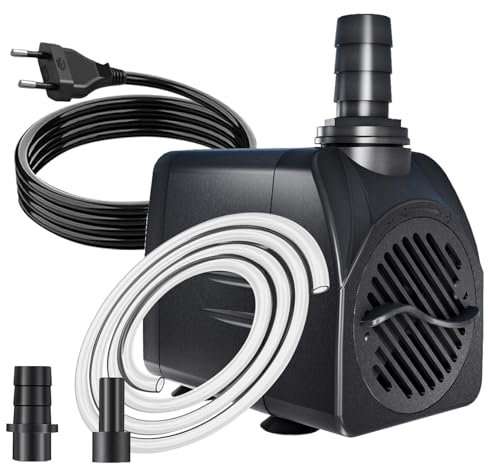 Knifel Pompe Submersible 16W 800L/h – Pompe pour Étang, Fontaine & Aquarium Ultra-Silencieuse [Protection Surchauffe] avec Câble 1,8m – Systèmes Hydroponiques