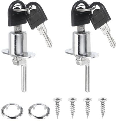 PATIKIL 2Pcs Drawer Lock with Keys, 19mm(3/4) File Cabinet Lock Keyed Different Alloy Lock Cylinder Desk Locks for Office Wardrobe Locker Showcase, Silver