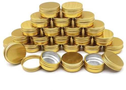 Wopanxye 10 ml aluminiumburk, påfyllningsbar makeupbehållare, 10 g små runda behållarflaskor burkar för kosmetika, läppbalsam, kräm, toner, ögonskugga, ljus, te, pärlor, 24 stycken reseburkar