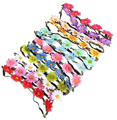 DRESSOOS Blumenkranz Haarband Gänseblümchen 12 Stück Mädchen Festival Boho Stirnbänder Floral Garland