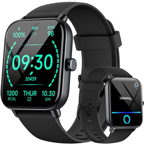 aeac Smart Watches for Women(Answer/Make Call), Alexa Built-in 1.8 HD Ladies Smartwatch with Heart Rate/SpO2/Sleep Monitor, 110+Sports, IP68 Step Counter Fitness Tracker (Black)