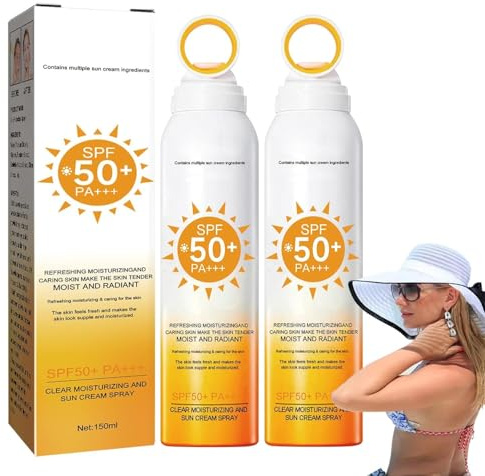Sonnenspray LSF 50, Sonnencreme Spray, Sonnenschutz Kopfhaut und Körper Gesicht, Gegen UVA und UVB, Transparent Sonnenspray Für Gesicht Und Körper, Sonnenschutz Spray Für Empfindliche Haut (2)