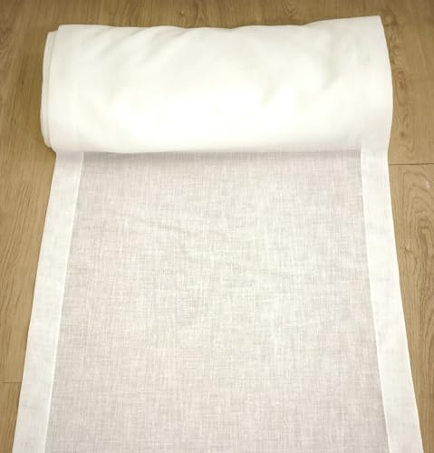 mauro Tessuto tende a metraggio,tende a vetro, pacchetto, pannelli – effetto lino bianco naturale, poliestere, lavabile, larghezze 35-90 – Cattani Tessuti® cm-40 cm