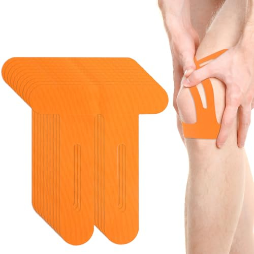 10 PCS PreCut Kinesiotapes cintas de kinesiotapes precortadas respetuosas con la piel con perfecta comodidad resistentes al agua y elásticas para el dolor de rodilla rayas color naranja