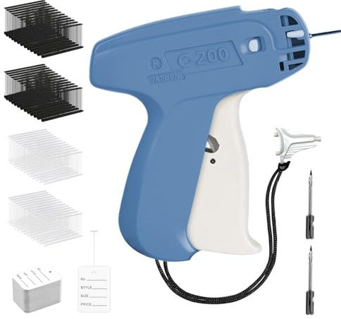 ilauke Etikettierpistole für Kleidung, Geschenkanhänger Etikettiermaschine mit Ersatznadeln, 2000 Heftfäden, 250 Preisschilder, Preisschild Pistole Etikettiermaschine Kleidung für Markenetiketten,Blau