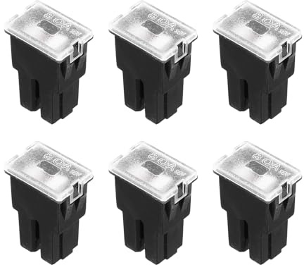 sourcing map 6pcs Cartridge Fuse, 32VDC 80A Female Terminal Automotive Assortment Case Fuse for Car, Truck, RV, Boats, Black