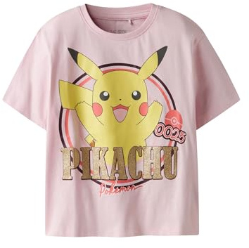 TWO SOON Mädchen T-Shirt Pokémon – Kinder Shirt mit Pikachu Motiv, Kurzarm Tshirt aus 100% Baumwolle, Größen 98–164