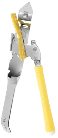 AEX Stainless Steel Butterfly Portable Manual Can Opener - Safe, Heavy Duty Tin Opener UK with Non-Slip Handle and Easy Grip- Ideal for Kitchen (Yellow)