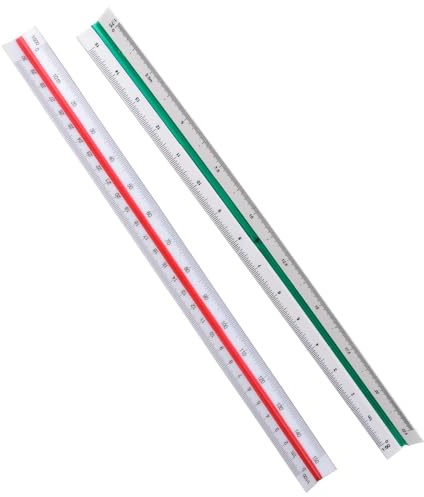 MEZOKUCEL 2 Pezzi Scalimetro Righello Trinagolare Ideale, Scalimetro Professionale Triangolare 1:20 1:25 1:50 1:75 1:100 1:125/1:100 1:200 1:250 1:300 1:400 1:500 per Architetti, Alunno