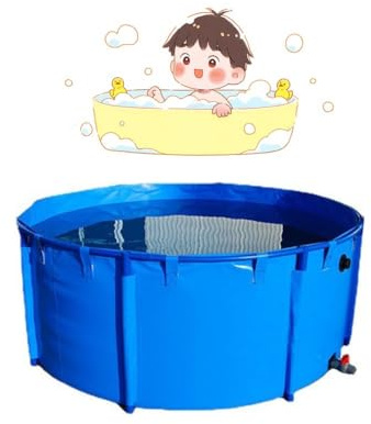 Genérico Estanque de Lona Azul para Peces - Piscina Infantil Redonda elevada, fácil de Instalar, Plegable, de 1 x 1 m, para koi y acuicultura, Capacidad de 785 l
